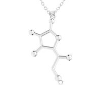QHQQXN HHRLCH Collar de serotonina de Plata de Ley 925 para Hombres y Mujeres, Cerveza 3D Trinitrotolu Vitamina C cocaína Agua DMT molécula Ciencia biología química Colgante Collar química