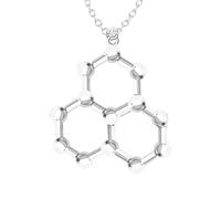 QHQQXN HHRLCH Collar de serotonina de Plata de Ley 925 para Hombres y Mujeres, Cerveza 3D Trinitrotolu Vitamina C cocaína Agua DMT molécula Ciencia biología química Colgante Collar química
