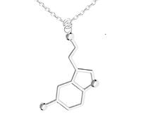 QHQQXN HHRLCH Collar de serotonina de Plata de Ley 925 para Hombres y Mujeres, Cerveza 3D Trinitrotolu Vitamina C cocaína Agua DMT molécula Ciencia biología química Colgante Collar química