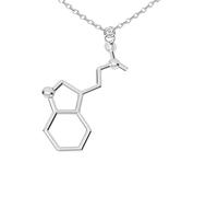 QHQQXN HHRLCH Collar de serotonina de Plata de Ley 925 para Hombres y Mujeres, Cerveza 3D Trinitrotolu Vitamina C cocaína Agua DMT molécula Ciencia biología química Colgante Collar química