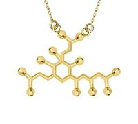 QHQQXN HHRLCH Collar de serotonina de Plata de Ley 925 para Hombres y Mujeres, Cerveza 3D Trinitrotolu Vitamina C cocaína Agua DMT molécula Ciencia biología química Colgante Collar química