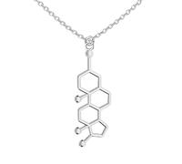 QHQQXN HHRLCH Collar de serotonina de Plata de Ley 925 para Mujeres y Hombres 3D Serotonina Adrenalina Cafeína Dopamina Molécula Ciencia Biología Química Charm Colgante Collar Química