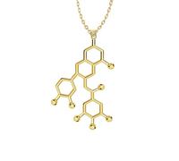 QHQQXN HHRLCH Collar de serotonina de Plata de Ley 925 para Mujeres y Hombres 3D Serotonina Adrenalina Cafeína Dopamina Molécula Ciencia Biología Química Charm Colgante Collar Química