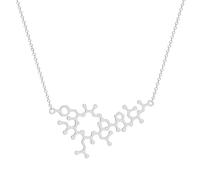 QHQQXN HHRLCH Collar de serotonina de Plata de Ley 925 para Mujeres y Hombres, Collares de molécula de dopamina, fórmula química, Collar de ADN, Estructura de serotonina, Colgante de fórmula,