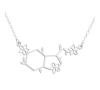 QHQQXN HHRLCH Collar de serotonina de Plata de Ley 925 para Mujeres y Hombres, Collares de molécula de dopamina, fórmula química, Collar de ADN, Estructura de serotonina, Colgante de fórmula,