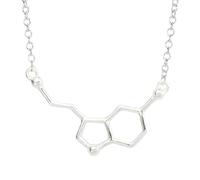 QHQQXN HHRLCH Collar de serotonina de Plata de Ley 925 para Mujeres y Hombres, Collares de molécula de dopamina, Collar de fórmula química, Colgante de fórmula de Estructura de serotonina graduación