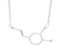 QHQQXN HHRLCH Collar de serotonina de Plata de Ley 925 para Mujeres y Hombres, Collares de molécula de dopamina, Collar de fórmula química, Colgante de fórmula de Estructura de serotonina graduación