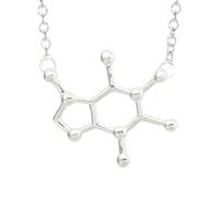 QHQQXN HHRLCH Collar de serotonina de Plata de Ley 925 para Mujeres y Hombres, Collares de molécula de dopamina, Collar de fórmula química, Colgante de fórmula de Estructura de serotonina graduación