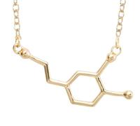 QHQQXN HHRLCH Collar de serotonina de Plata de Ley 925 para Mujeres y Hombres, Collares de molécula de dopamina, Collar de fórmula química, Colgante de fórmula de Estructura de serotonina graduación