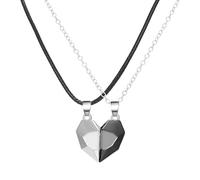 QHQQXN HHRLCH Collar magnético de Plata de Ley 925 para Hombres y Mujeres, 2 Piezas/Juego de Collares para Parejas, atracción Entre Amantes, Collar con Colgante de imán de corazón, Collar de corazón