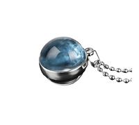 QHQQXN HHRLCH Collar Planeta de Plata de Ley 925 para Hombres y Mujeres, Collar de Doble Cara Sistema Solar Planeta Venus Tierra Collares de Vidrio con cúpula Solar, Collar Saturno Dorado, Collar del