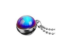 QHQQXN HHRLCH Collar Planeta de Plata de Ley 925 para Hombres y Mujeres, Collares de Planetas Espaciales del Universo del Sistema Solar, Colgante de Bola de Vidrio de Doble Cara, Collar de Saturno