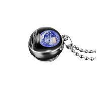 QHQQXN HHRLCH Collar Planeta de Plata de Ley 925 para Hombres y Mujeres, Collares de Planetas Espaciales del Universo del Sistema Solar, Colgante de Bola de Vidrio de Doble Cara, Collar de Saturno