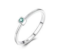 QHQQXN Joyería de Anillo Blanco de Compromiso de Boda con Piedras Preciosas de Esmeralda 100%