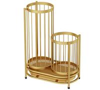 QHQQXN Large HollowOut Umbrella Holder with Drip TrayStylish Round Umbrella Stand for Small & Large Umbrellas Billiard Cues Baseball Bats Kids' ToysGold Color