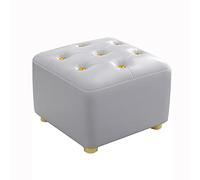 QHQQXN Leather Foot Rest with Golden Button Small Cube Pouf Stool for Living Room & Bedroom Stylish Footstool for Comfort and Decoration