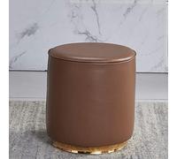 QHQQXN Leather Ottoman Footstool for Bedroom and Living Room Round Vanity Stool and Shoe Change Stool Brown 32x35cm