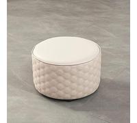 QHQQXN Leather Round Ottomans Foot Stool for Living Room Kitchen Bedroom Light Gray 32x21cm