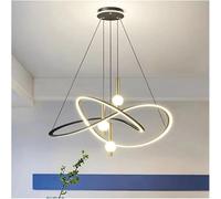 QHQQXN LED Chandelier Pendant Lights Modern Hanging Ceiling Lamp Decorative Indoor Lighting Fixtures for Dining Room Dine Room Living Room Bedroom Kitchen(Black,Diameter 60cm) LWX