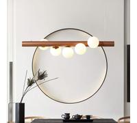 QHQQXN LED Lamp Suspension Frame Wood Hanging Lamp Rustic Pendant Lamp Chandelier Ceiling Lamp Fixtures Hanging Dining Height Adjustable Living/Bedroom/Study Deep 5heads/6500K Stabilize LWX