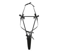 QHQQXN lencería Anime Cosplay Disfraz de Micro Bikini Halter Teddy Body Bat Bow Trim Slingshot Monokini Tiny String Thong Japonés Kawaii Succubus Outfit para Halloween Club Navidad