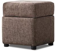 QHQQXN Linen Fabric Ottoman Cube with Storage Stylish Foot Stool Chair with Wooden Legs for Living Room or Bedroom Light Brown Color Foot Rest and Pouffe Organizer