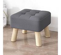 QHQQXN Linen Footstool with Wood Leg for Living Room and Bedroom Gray Ottoman Foot Stool Rest Stool Shoe Change Stool Pouffe 30x30x26cm