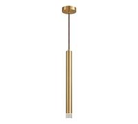 QHQQXN Long Tube Chandelier Copper LED Pendant Light with Acrylic Lampshade, Kitchen Island Single Head Hanging Lamp, Living Room Bar Ceiling Downlights Light Fitting
