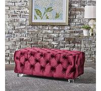 QHQQXN Luxurious Velvet End of Bed Stool with Acrylic Feet Rectangle Footrest Sofa Seat Decorative - 100x40x40cm (39x16x16in)