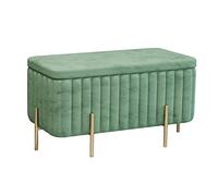 QHQQXN Luxurious Yellow Velvet Storage with Metal Feet Contemporary Upholstered Footrest and Vanity Stool Soft End of Bed Seat - 45x45x42cm (18x18x17in)