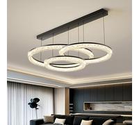 QHQQXN Luxury Black Chandelier Round Ceiling Light Modern Elegant Pendant Lamp for Dining Room Bedroom Dimmable LED Lighting Fixture(D100x120cm,2 Colors no Remote)