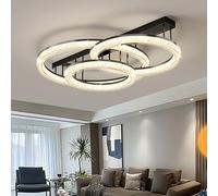 QHQQXN Luxury Black Chandelier Round Ceiling Light Modern Elegant Pendant Lamp for Dining Room Bedroom Dimmable LED Lighting Fixture(D100x120cm,2 Colors no Remote)
