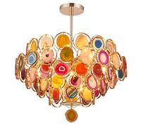 QHQQXN Luxury Colorful Agate Stone Sputnik Chandeliers Lighting E14 Modern Agate Pendant Lighting,Creativity Elegant Ceiling Lights For Living Room Dining Room Bedroom-Golden 52cm