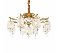 QHQQXN Luxury Gold Crystal Chandelier,E27 Modern Industrial Crystal Pendant Lighting Farmhouse Crystal Ceiling Lights For Living Room Dining Room Bedroom-Golden 70 * 42cm