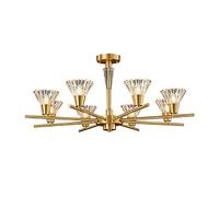 QHQQXN Luxury Industrial Copper Pendant Lighting,G9 Modern Chandeliers Light with Glass Lamp Shade,Classic Ceiling Pendant Light For Living Room Dining Room Bedroom-Copper 8 Head