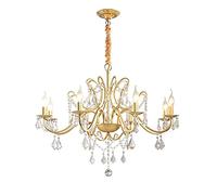 QHQQXN Luxury Industrial Crystal Chandelier,Gold Modern Candle Crystal Pendant Lighting E14 Adjustable Ceiling Lights For Living Room Dining Room Bedroom-Golden 80 * 48cm