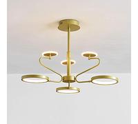 QHQQXN Luxury LED Ring Pendant Lighting,Modern Industrial Iron Chandelier For Living Room Dining Room Bedroom,Led Three-Color Dimming Ceiling Hanging Light-Golden 6light