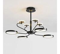 QHQQXN Luxury LED Ring Pendant Lighting,Modern Industrial Iron Chandelier For Living Room Dining Room Bedroom,Led Three-Color Dimming Ceiling Hanging Light-Golden 6light