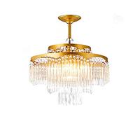 QHQQXN Luxury Round Crystal Chandelier,E27 Modern Iron Crystal Pendant Lighting Farmhouse Crystal Ceiling Lights for Living Room Dining Room Bedroom-Black 30 * 55cm