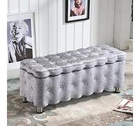 QHQQXN Luxury Storage Bench - Upholstered Foot Rest Stool with Metal Legs Large Capacity Light Purple & Gray 60x40x40cm - Stylish Home Decor & nization Solution