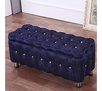 QHQQXN Luxury Velvet Storage Bench Large Capacity Upholstered Foot Rest Stool with Metal Legs Light Purple & Blue Stylish Home nizer 60x40x40cm