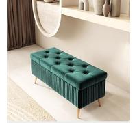 QHQQXN Luxury Velvet Storage Bench with Metal Legs Rectangular Foot Stool & Reversible Tray Lid for Living Room Bedroom Entryway - 40x40x45cm (16x16x18inch)
