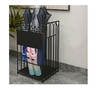 QHQQXN Metal Indoor Folding Umbrella Stand Rack with Independent Drip Tray for Long and Short Umbrellas Black 33x23x54cm