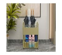 QHQQXN Metal Indoor Umbrella Stand Rack with Drip Tray Holds 12 50 Long and Short Umbrellas Folding Umbrella Holder for Hallway Gold (33x23x54cm)