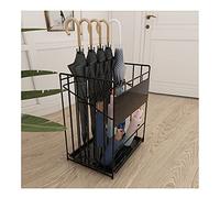 QHQQXN Metal Indoor Umbrella Stand Rack with Folding Holds 12 50 Long and Short Umbrellas Includes Independent Drip Tray Black Umbrella Basket 51x36x60cm