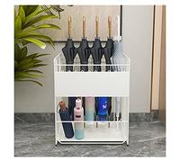 QHQQXN Metal Umbrella Stand Rack for Indoor Use Space Saving Folding for Long and Short Umbrellas Holds Up to 50 Umbrellas Includes Independent Drip Tray Stylish White Fi