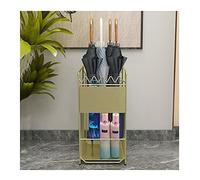 QHQQXN Metal Umbrella Stand Rack with Drip Tray for Indoor Use Holds 12 50 Long and Short Umbrellas Gold Finish 28x21x54cm