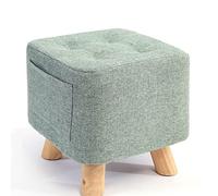 QHQQXN Mint Green Linen Foot Stool Ottoman for Living Room Bedroom Small Square Rest Stool 28x28x31cm