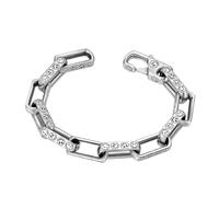 QHQQXN MOCHAMIK Anillo Largo con Cierre Personalizado de Plata de Ley S925 para Hombre y Mujer Plata 18cm