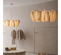 QHQQXN Modern Ceiling Light Pendant Fabric Chandelier Large Drum Farmhouse Linen Drum Chandelier with Pleated Cloth Lampshade for Dining Room Living Room Bedroom